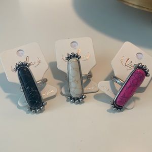 Ring rectangle stone stretch adjustable